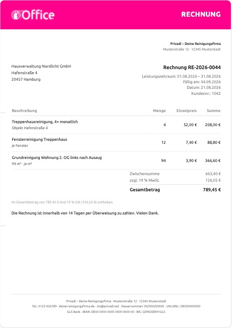 Rechnungsstil Balken