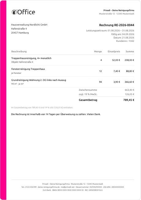 Rechnungsstil Seitenband