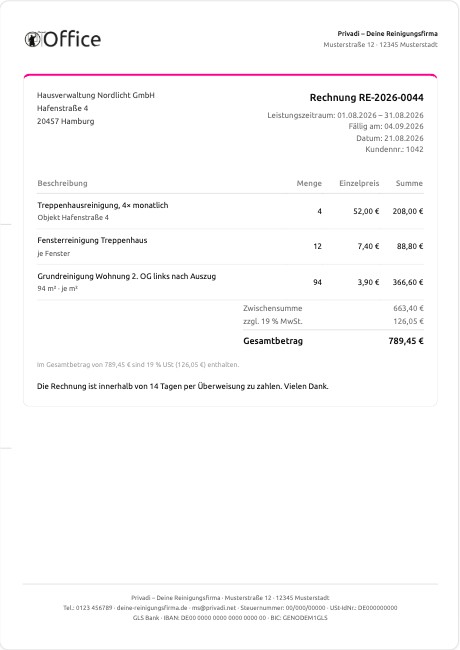 Rechnungsstil Karte